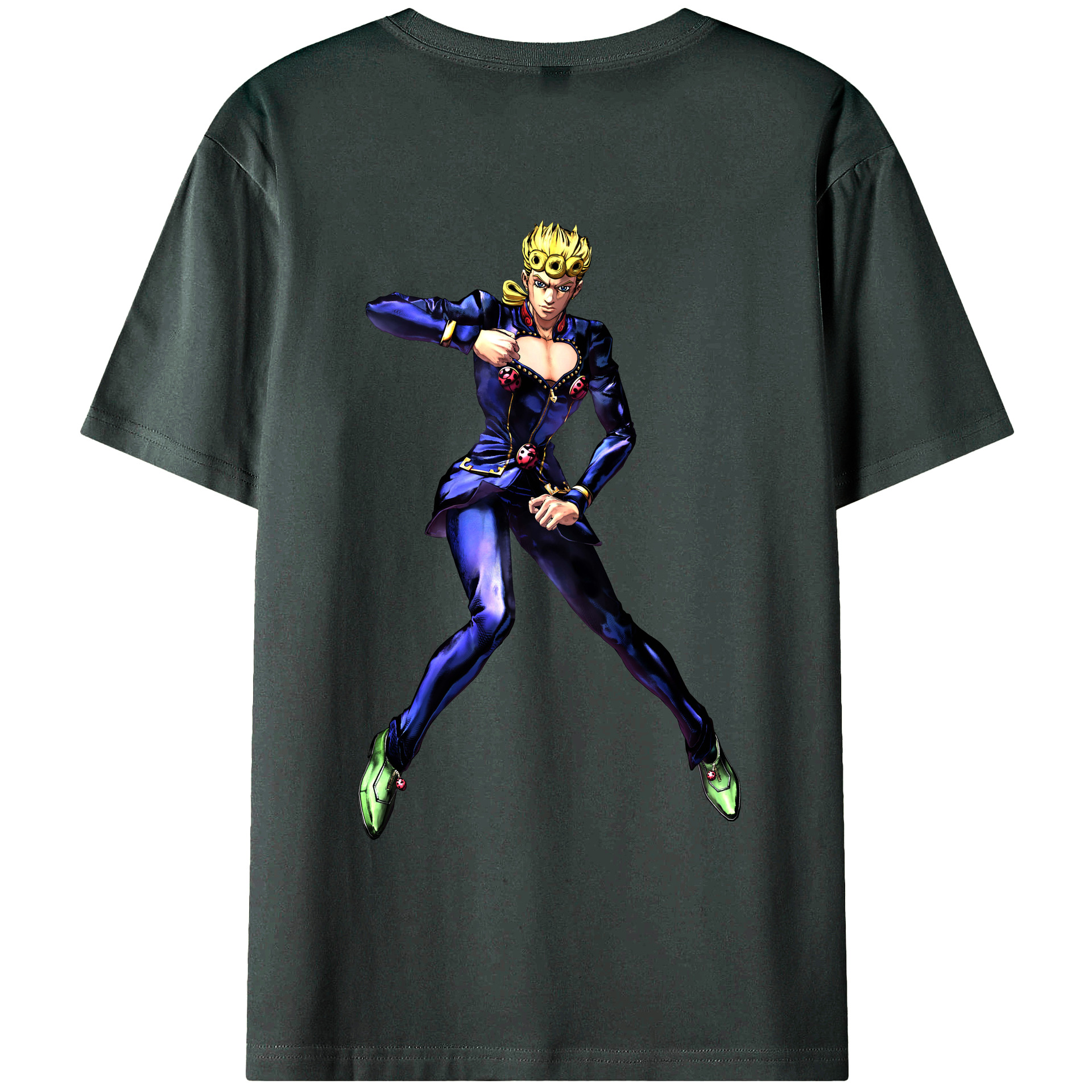 （画像用） ジョジョの奇妙な冒険 ジョルノ?ジョバァーナ JoJo's Bizarre Adventure Giorno Giovanna 綿100％ メンズ半袖Tシャツ（バックプリント） 通気性